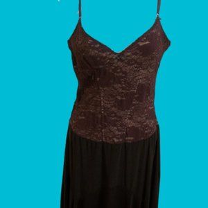 Va va Voom Brown Dress with Lace Bodice Fits XS